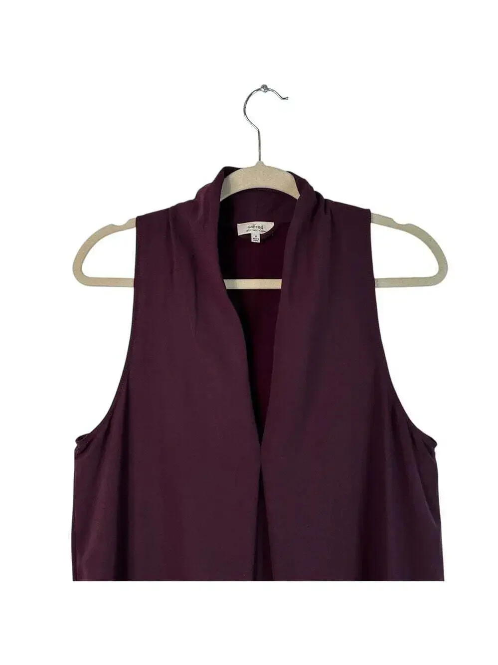 Aritzia Monge Dress Burgundy Sleeveless V Neck Silk Trim Midi Cocktail Party Med
